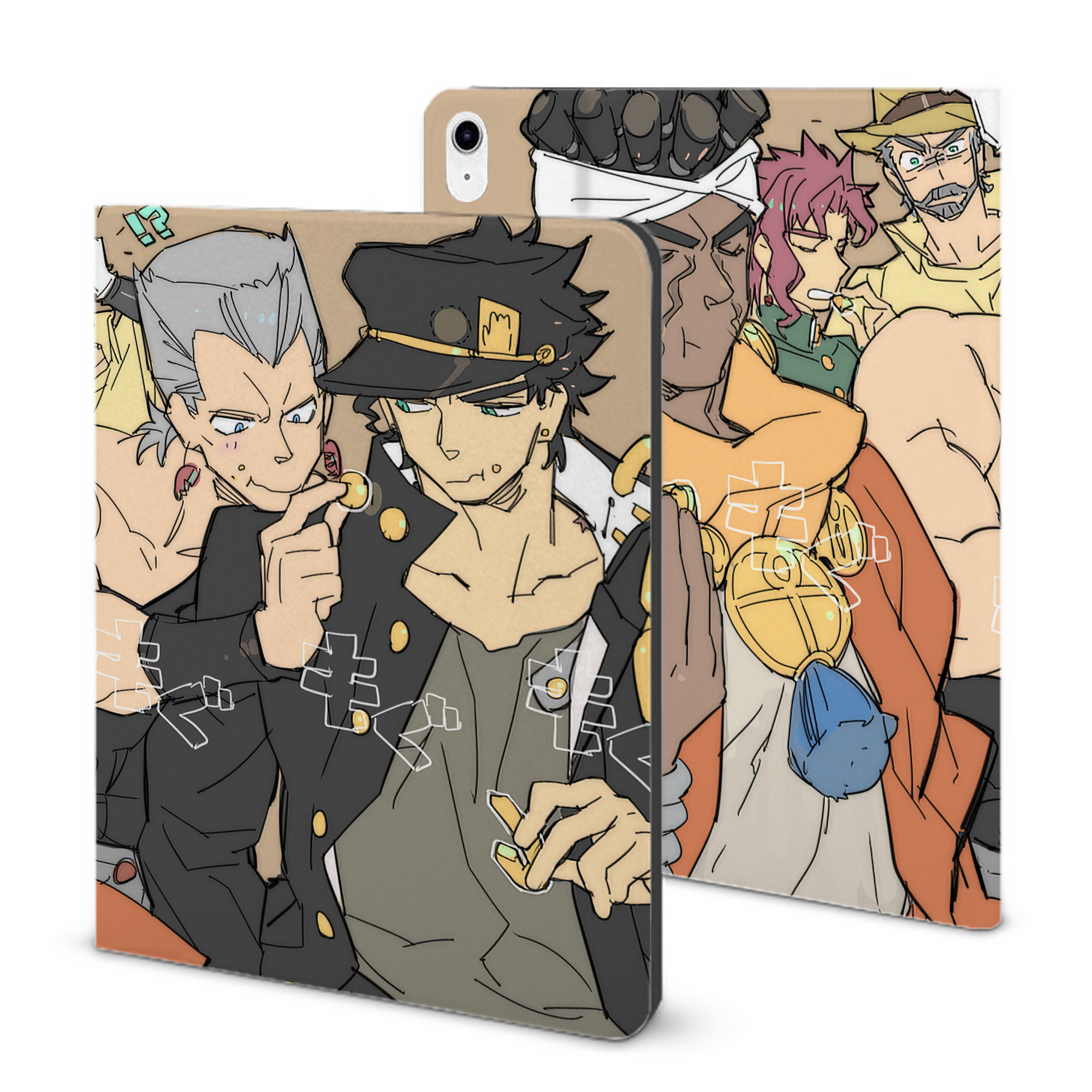 （画像用） ジョジョの奇妙な冒険 JoJo's Bizarre Adventure IPad ケース ブック型 PUレザー TPU 耐衝撃 軽量 薄型 ペン収納なし 全面保護 IPad 各モデル対応